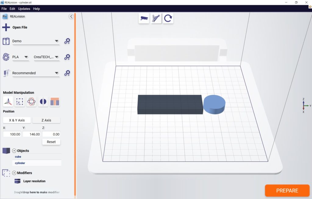 REALvision with two objects open