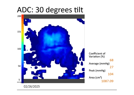 Foam seat pressure mapping 30 degrees