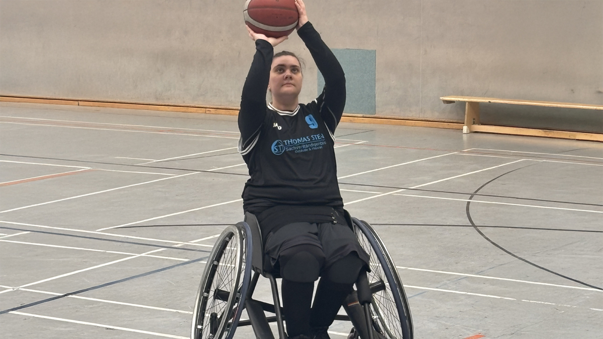 Stephanie playing basket in 3D printed cushion