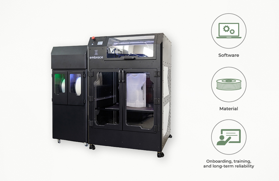 Embrace corset solution bundle with 3D printer, software, materials, and support services.