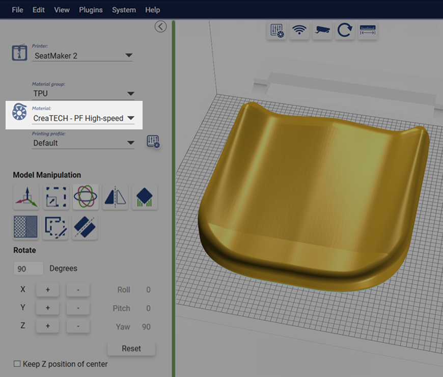 Choose profile for loaded material