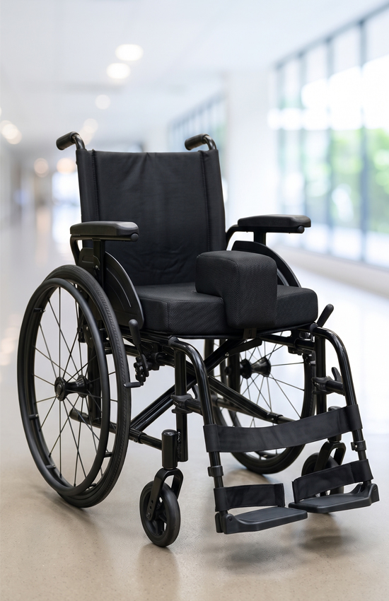 Wheelchair with foam pommel